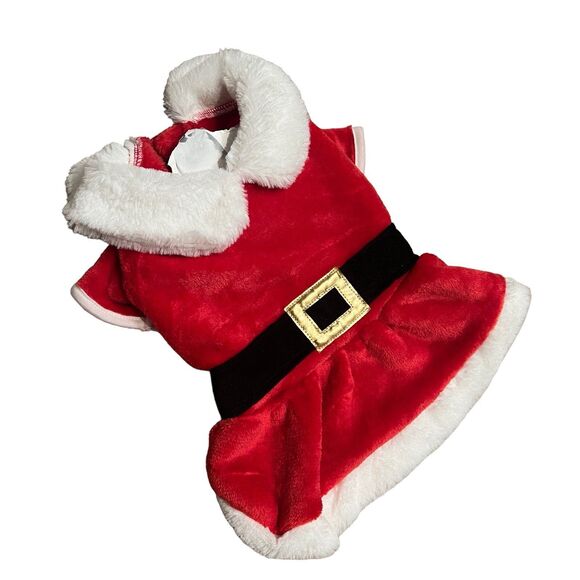 Red Santa Dog Dress with Fur Trim – Festive Holiday Pet Outfit (XS–S) - Picture 3 of 6